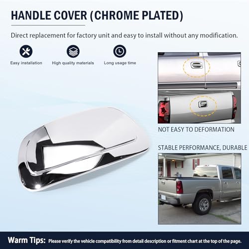 Chromed Exterior Door Handle Cover Caps & Rear Tailgate Handle Cover & Door Side Rearview Mirror Caps 12Pcs Exterior Cover Set Fit for Silverado 1999-2006 Sierra 1999-2006 Yukon 2000-2006