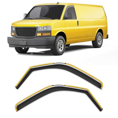 in-Channel Window Rain Guard for Chevy Express Van 1996-2026 GMC Savana 1996-2026 Rain Guards Side Window Visors Vent Visor Window Deflectors Vent Shades Car Accessories-2PCS - size: For 1996-2026 Chevy Express Van/GMC Savana