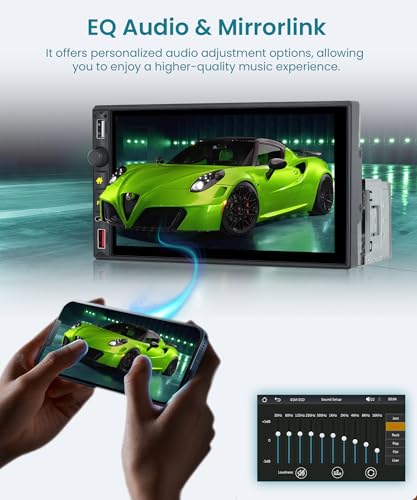 Single Din Radio Car Stereo with Wireless CarPlay & Android Auto, 7 Inch IPS Touch Screen Car Audio with Bluetooth，Mirror Link, FM,EQ, USB/Type-C/U Disk, SWC for Single Din Car Stereo - style: Dual USB & Side Buttons