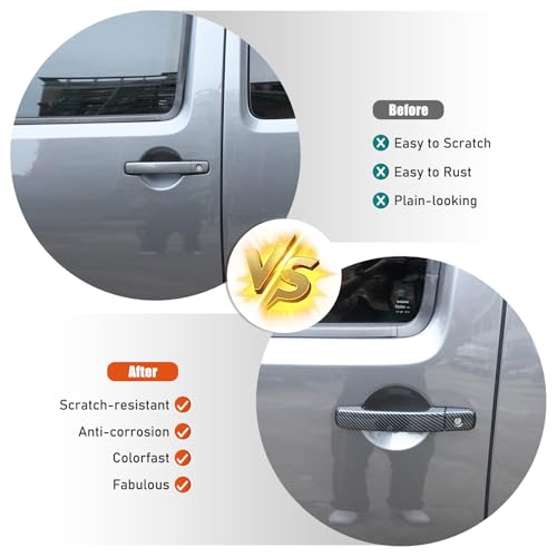 Car Exterior Door Handle Cover Compatible with Nissan Frontier 2005-2017,ABS Carbon Fiber Pattern Outside Door Handle Trim Strips Cover Protector Trim Accessories 8PCS (Carbon Fiber Pattern)