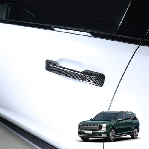 Compatible with Hyundai Palisade 2026 Accessories Button Style Exterior Door Handles Covers (Carbon Fiber Pattern) - color: Carbon Fiber Pattern