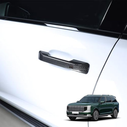 Compatible with Hyundai Palisade 2026 Accessories Button Style Exterior Door Handles Covers (Carbon Fiber Pattern) - color: Carbon Fiber Pattern