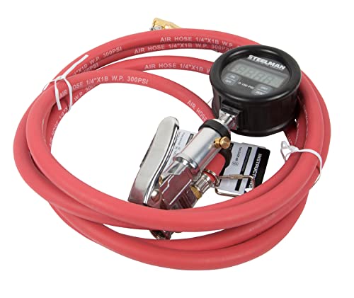 Steelman Digital Pressure Gauge Tire Inflator with 10-Foot Pneumatic Whip Hose, 0-150 PSI, Protective Casing - size: 10-Foot Hose