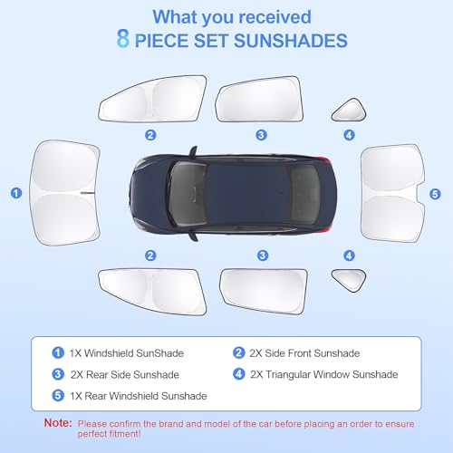 8pcs Car Window Shades for Nissan Sentra 2014-2019 Accessories,Windshield Side Rear Full Sunshade,Sun Visor UV Blocking, Privacy Protection and Blackout for Camping Outdoor - size: for 2010-2015 Toyota Prius Hatchback