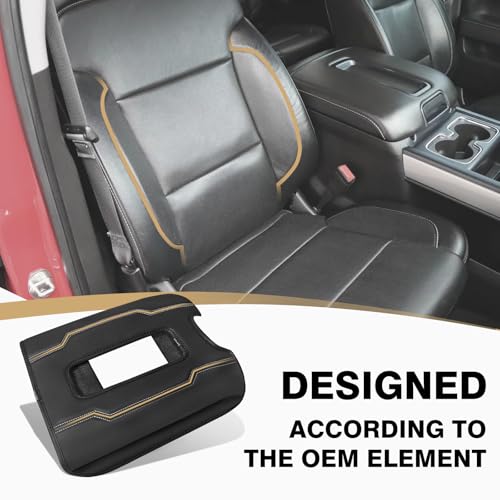 Muslogy Center Console Armrest Cover Fit for Chevy Silverado & GMC Sierra 1500 2500 3500 2014-2018 Accessories, Comfort Armrest Pad Console Lid Cushion Vegan Leather Regular Thick(Bucket Seat ONLY) - size: 1) 14-18 |Silverado & Sierra| Bucket Seat, Regula