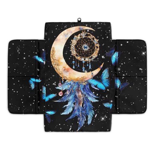 Butterfly Center Console Armrest Cover for Most Vehicles, Dream Catcher Print Console Protector for Most Car Center Consoles, Prevent Pets Scratches, with Side Pockets - color: Butterfly Dream Catcher