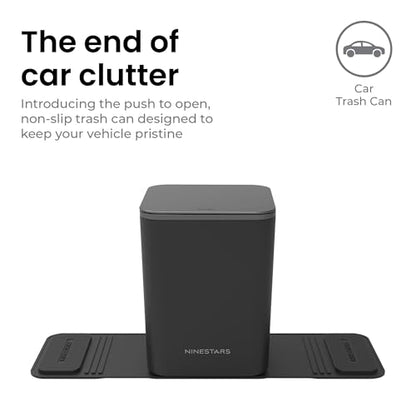 Ninestars Mini Car Trash Can with Press Lid, 3L / 0.79 Gallon Small Garbage Bin, Foldable Leak-Resistant Design with Weighted Non-Slip Base for Car Floor & Center Console (Black) - color: Black