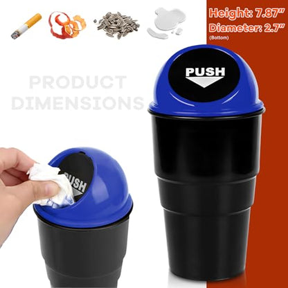 Cup Holder Trash Can for Car, Leakproof Vehicle Back Seat Garbage Can Mini Portable Trash Bin with Lid, Universal Smellproof Cup Holder Garbage Bin for Cars Trucks SUVs (Blue) - color: Blue