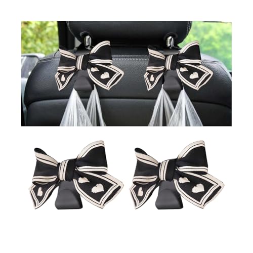 Mandark 2PCS Car Seat Headrest Hooks, Cute Bow Vehicle Hooks for Purses and Bags, Auto Purse Hook Hanger Interior Decoration Accessories, Universal for SUV, Sedan, Truck (Black Line) - color: Black Line