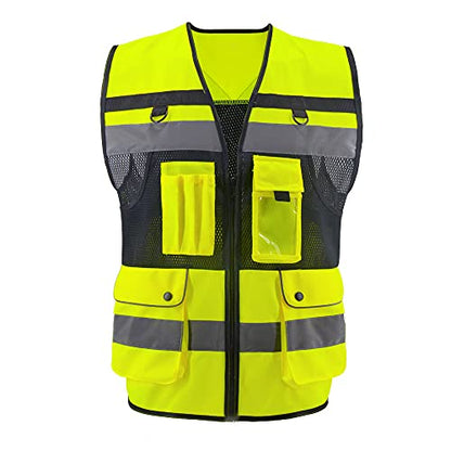 Safety Vest High Visibility Reflective Construction Vest for Men Women - color: Yellow, size: Small