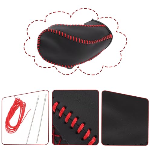 Riloer Gear Shift Knob Cover, Leather Shift Lever Cover, Compatible with New Buick 2015-2020, Compatible with Buick Envision 2014-2021, 1 Set (Red Thread) - color: Red Thread