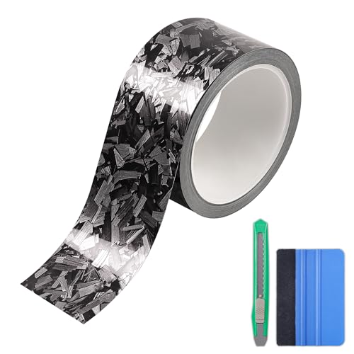 Lypumso Gloss Forged Carbon Fiber Vinyl Wrap Tape 2" x 30ft - with Tool Kit for Chrome Delete, Door Sill Protector, Car Trim Blackout DIY Auto Detailing (Grey) - color: Grey, size: 2inch x 30ft