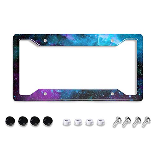 Personalized License Plate Frame Stainless Steels Beautiful Galaxy Space License Plate Car Tag Holder with 4 Holes and Screws for Women Men Auto Decoration for USA Canada Vehicles Standard(12"x6") - color: Beautiful Galaxy Space