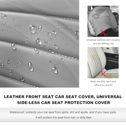 2 PCS Leather Front Car Seat Covers, Sideless Auto Seat Covers with Storage Pocket & Seatbelt Pads, Universal Waterproof Vehicle Seats Protectors for Most Front Seats (Gray) - color: Gray