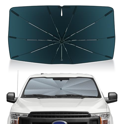 Autorder Windshield Sun Shade Umbrella for 2015-2020 Ford F-150 F150 Accessories,Upgraded Ice Crystal Material,Easy Setup Umbrella Sunshade for Car Windshield,100% Sun Blocking - size: Ford F150 2015-2020