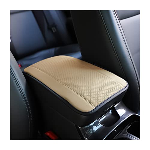 8sanlione Car Armrest Storage Box Mat, Fiber Leather Car Center Console Cover, Car Armrest Seat Box Cover Accessories Interior Protection for Most Vehicle, SUV, Truck, Car (Beige) - color: Beige