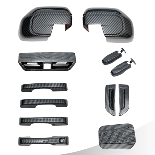 DORENA 14Pcs Exterior Accessories Compatible With Ford Bronco Sport 2021 2022 2023 2024 Carbon Fiber Trims Kit Side View Mirror Cover Door Handle Cover (Not for Outer Banks Heritage Limited)