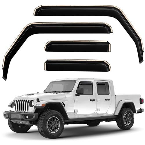 Window Deflectors Smoke Tinted in-Channel Side Window Vent Visor Deflectors Rain Guards Compatible with Gladiator 2020-2026 - 4pcs. GW0919 - color: For Gladiator 20-26