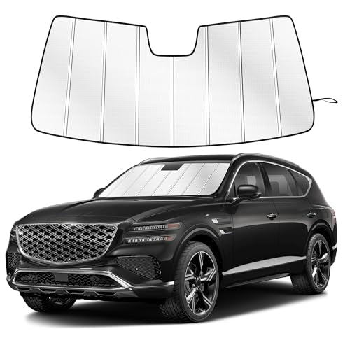 Windshield Sun Shade for Ge-nesis GV80(Not Compatible with GV80 Coupe) 2021-2026 Custom Fit Accordion Folding Design Window Sunshade Accessories, Full Coverage Sun Visor Protector - Blocks 99% UV Rays - size: Gen-esis GV80 2021-2026