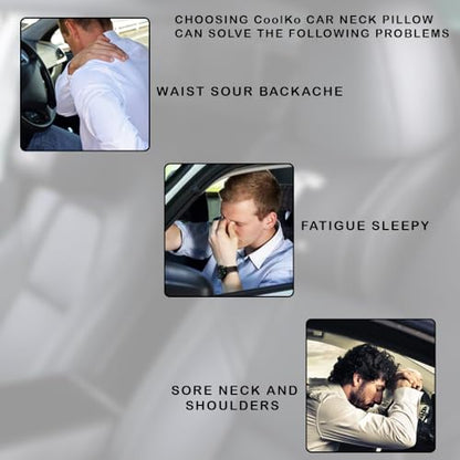 Car Headrest Neck Pillow Support Ergonomic, with Valve Stem Covers Accessory for Driving Seat Fatigue Relief Compatible with Model S X 3 Y & Cybertruck - 2 Pieces - color: D. Beige Ver. 2