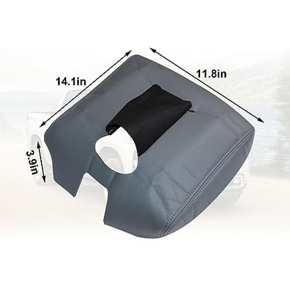 SecosAutoparts Dark Gray Center Console Lid Armrest Cover Leather Replacement Compatible with Chevy Silverado 2014-2018 Compatible with GMC Sierra 2014 2015 2016 2017 2018 Only Leather Part - color: Dark Gray Leather & Gray Stitch