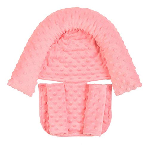 Baby Infant Head and Neck Support Pillow with Seat Belt for Car Seat -Extra Soft 3-in-1 Toddler Car Seat Insert Pad for Car Seats Water Pink - color: Water Pink