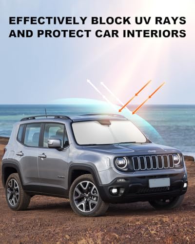 Front Windshield Sunshade fit for Jeep Renegade 2015-2025 UV Ray Reflector Foldable Car Shade Automotive Windshield Sunshades Jeep Renegade Windshield Sun Shade |Keeps Your Vehicle Cool| - size: fit for Jeep Renegade 2015-2025