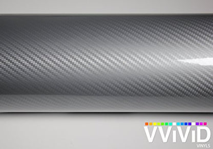 VVIVID Epoxy High Gloss Carbon Vinyl Automotive Wrap Film DIY Easy to Install No Mess (1ft x 5ft, Silver) - color: Silver, size: 1ft x 5ft