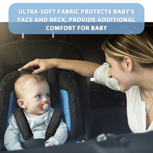 SWESEN Baby Car Seat Belt Covers for Boys and Girls, Carseat Shoulder Padding, Soft Car Seat Neck Cover, Mink Car Seat Straps Shoulder Pads, Solid Colour Stroller Strap Cover for Baby Kids, Black - color: Black