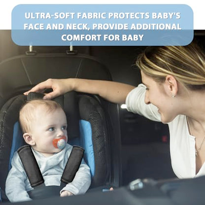 SWESEN Baby Car Seat Belt Covers for Boys and Girls, Carseat Shoulder Padding, Soft Car Seat Neck Cover, Mink Car Seat Straps Shoulder Pads, Solid Colour Stroller Strap Cover for Baby Kids, Black - color: Black