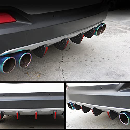 4pcs Car Rear Lower Bumper Wing Lip Diffuser, Anti-Crash Accessories Spoiler Shark Fin Protector, Rear Bumper Splitter Lip Wing with Screw, Universal Auto Decoration for Car SUV Truck - style: Black Edge/Red Cover