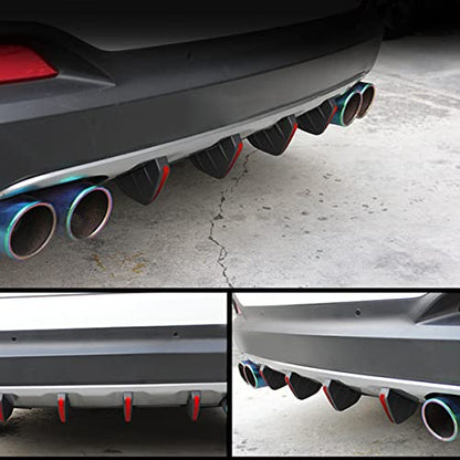 4pcs Car Rear Lower Bumper Wing Lip Diffuser, Anti-Crash Accessories Spoiler Shark Fin Protector, Rear Bumper Splitter Lip Wing with Screw, Universal Auto Decoration for Car SUV Truck - style: Black Edge/Red Cover