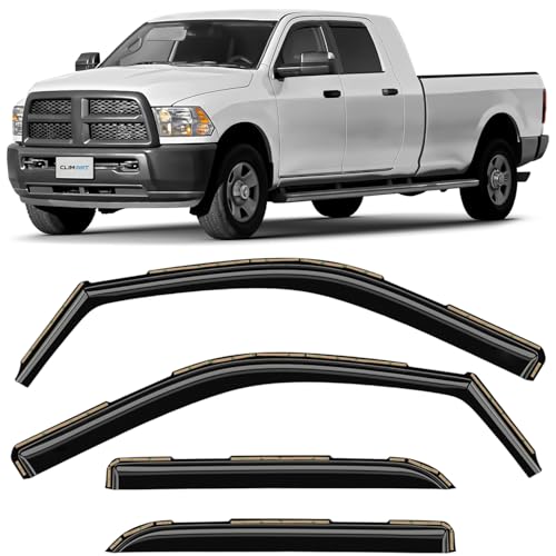 CLIM ART in-Channel Incredibly Durable Rain Guards Compatible with Ram 2500/3500 2010-2026 Mega Cab, Original Window Deflectors, Vent Window Visors, Vent Deflector, 4 pcs.- 611193 - color: For Ram 2500/3500 10-26
