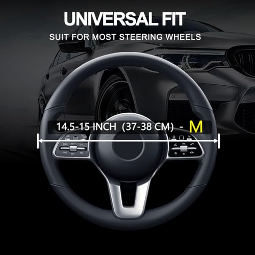 Leather Car Steering Wheel Cover, Non-Slip Car Wheel Cover Protector Breathable Microfiber Leather Universal Fit for Most Cars(Pink) - color: Pink