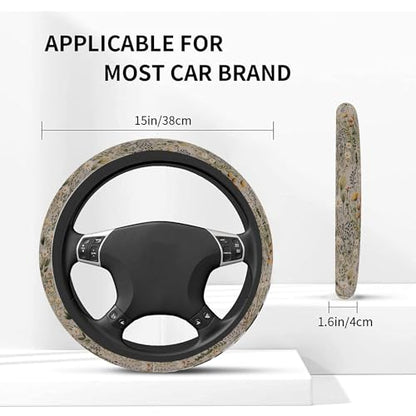 Steering Wheel Cover, Retro Wildflowers Flowers Steering Wheel Cover for Women Men Universal 15 Inch Steering Wheel Protector Fit Auto SUV Sedan Vans Trucks - color: White Flowers