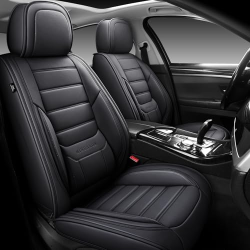 MINGBRON Seat Covers, Car Seat Covers Front Seats, Car Seat Cover, Car Seat Protector Waterproof, Car Seat Cushion Nappa Leather, Black Seat Covers Carseat Cover Universal Fit for Most Cars - color: Black 2, size: Front Pair