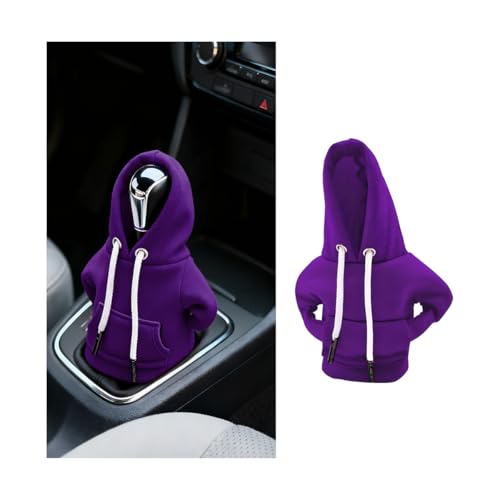 Car Gear Shift Hoodie, Funny Mini Hoodie Fashionable Vehicle Gear Shift Knob Protector Cover, Cute Automotive Interior Decoration Accessories, Universal for SUV Sedan Truck (Purple) - color: Purple
