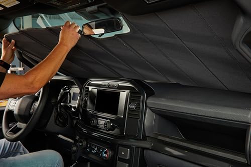 Covercraft UVS100 Custom Windshield Sunscreen for 2015-2019 Ford F-150 w/Rearview Mirror Mounted Camera - Silver - color: Silver