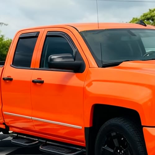 in-Channel Side Window Rain Guards Window Visors Vent Deflectors Compatible with 2014-2018 Chevrolet Silverado/GMC Sierra 1500, 2015-2018 Silverado/Sierra 2500 HD/3500 HD Crew Cab, Truck Accessoires - size: For 2015-2018 Silverado/Sierra Crew Cab