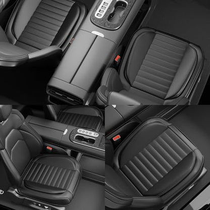 2 Pack Car Bottom Seat Cover, Luxury Leather Front Seat Covers, Breathable and Waterproof Automotive Bottom Seat Covers, Universal Anti-Slip Seat Covers Fit for Most Vehicles (Black, 2 PCS) - color: Black-2 PCS