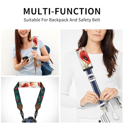 Seat Belt Cover Pad Retro Red Poppy Flower Soft Safety Car Automotive Seat Belt Pads Cushion Shoulder Strap Covers for Cars or Bags, 2 Pcs - color: Retro Red Poppy Flower