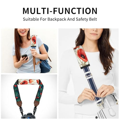 Seat Belt Cover Pad Retro Red Poppy Flower Soft Safety Car Automotive Seat Belt Pads Cushion Shoulder Strap Covers for Cars or Bags, 2 Pcs - color: Retro Red Poppy Flower