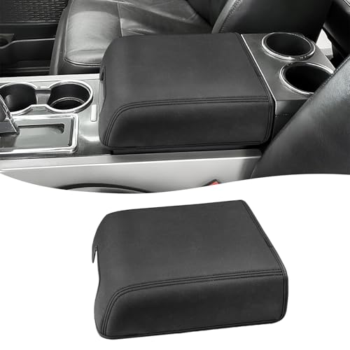Center Console Cover for Ford F150 XL XLT 2004-2014, Expedition 2007-2014, Lincoln Mark LT 2006-2008, PU Leather Middle Armrest Cusion Protector, Bucket Seat Only, Anti-Scratch - size: Bucket Seat, 04-14 F150 XL XLT, black stitch
