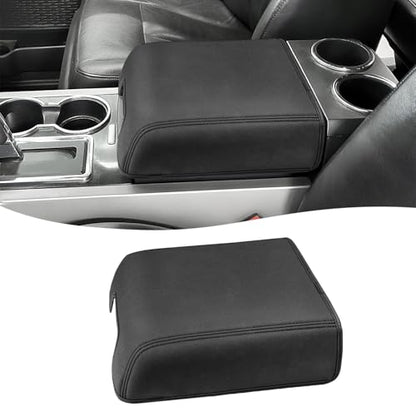 Center Console Cover for Ford F150 XL XLT 2004-2014, Expedition 2007-2014, Lincoln Mark LT 2006-2008, PU Leather Middle Armrest Cusion Protector, Bucket Seat Only, Anti-Scratch - size: Bucket Seat, 04-14 F150 XL XLT, black stitch