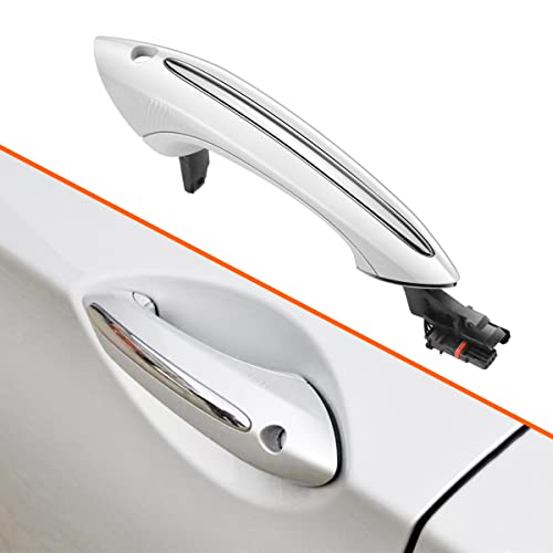 Exterior Pearl White Door Handle,Front Left Driver Side, Compatible with BMW 535i 550i 520i 528i 640i 740Li - White,Front Left (Replaces 51217231931) - color: Pearl White, size: Front Left