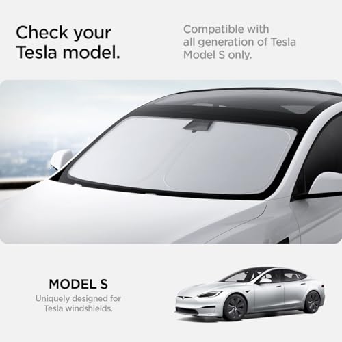 Spigen Front Windshield Sunshade for All Tesla Model S Cryoshade with UV Protection for Tesla Model S 2025/2024/2023 (2012 to Current) - size: Model S