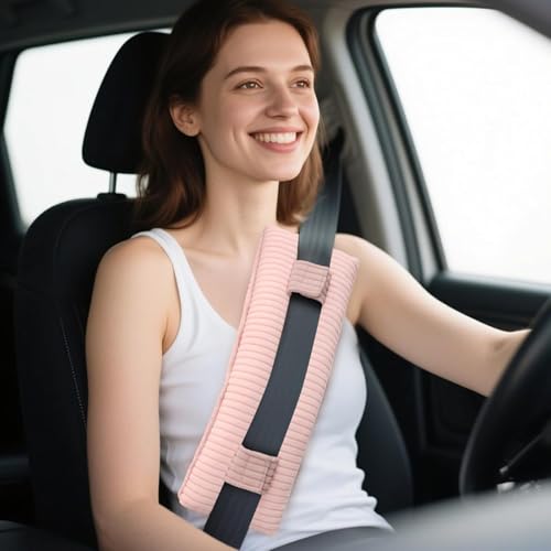 Seat Belt Pillow Post Surgery, Mastectomy Pillow for Hysterectomy Recovery Must Haves, Corduroys Seatbelt Cushion for Breast Cancer Post Protector, Heart Surgery Recovery Gifts, Pink - color: Pink
