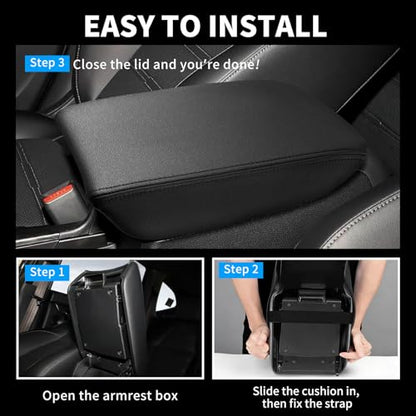 Center Console Cover Compatible with Honda CRV 2017-2022 Accessories, Premium Leather Armrest Cover Pad, Car Middle Console Lid Cover (Black) - size: 2017-2022 Honda CRV