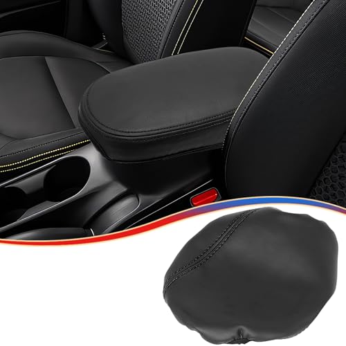 MUXEE Armrest Cover，for kia Soul 2014 2015 2016 2017 2018 2019, Microfiber Leather，Scratch Leather Middle Console Cushion Protector Pad -Black Stitches - color: biack Stitches, size: 2014-2019 kia soul