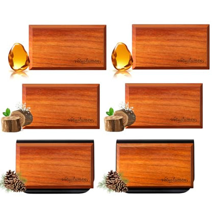 6 Pack Wood Car Air Freshener -3 Scents(Amber-Teak-Pine) Wooden Air Freshener, Natural Essential Oil Scents - Metal Clip Included - style: 6 Pcs-2